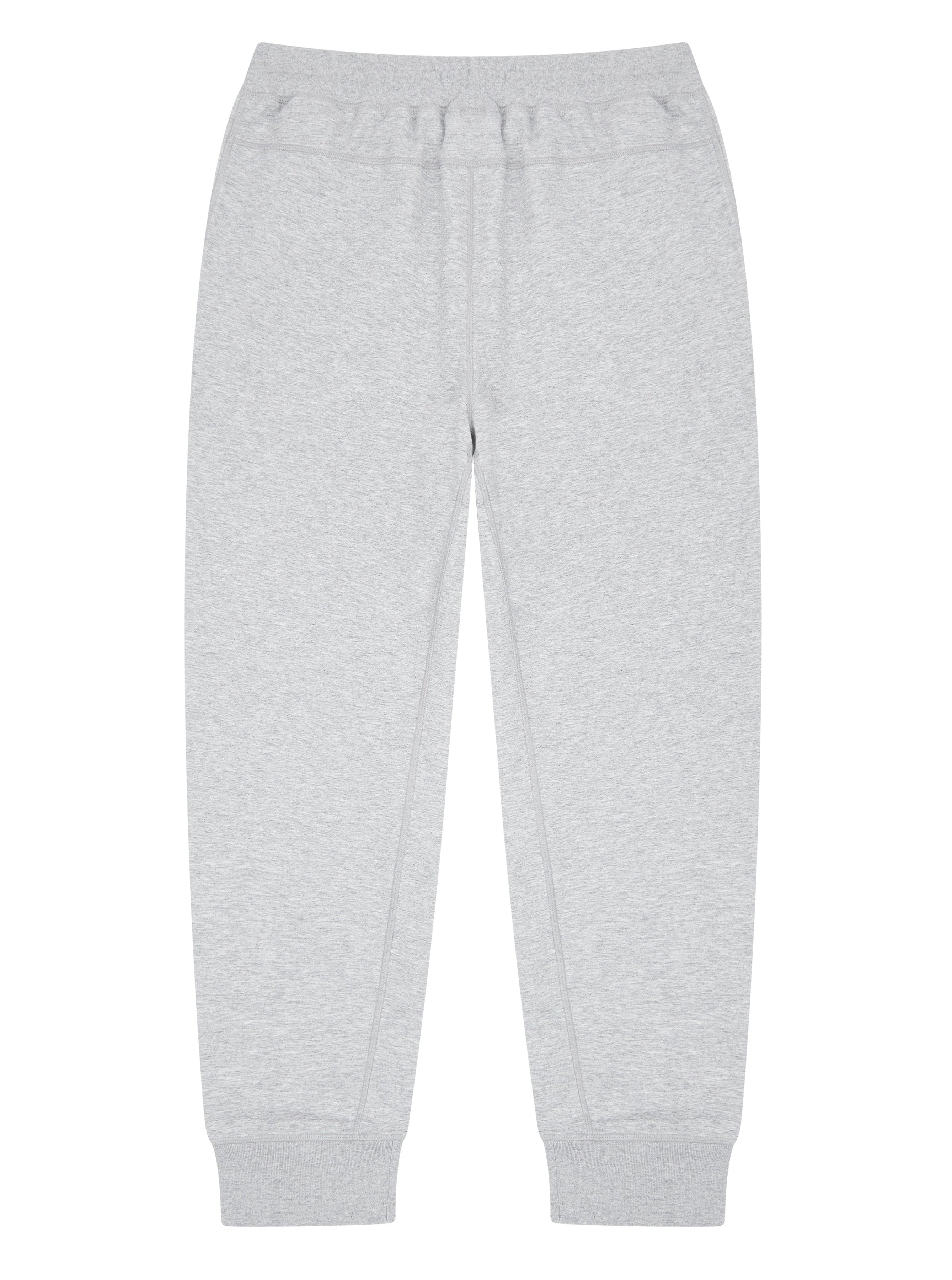 Light gray heather jogger sweatpants with an elastic waistband and ribbed ankle cuffs, shown flat against a white background.