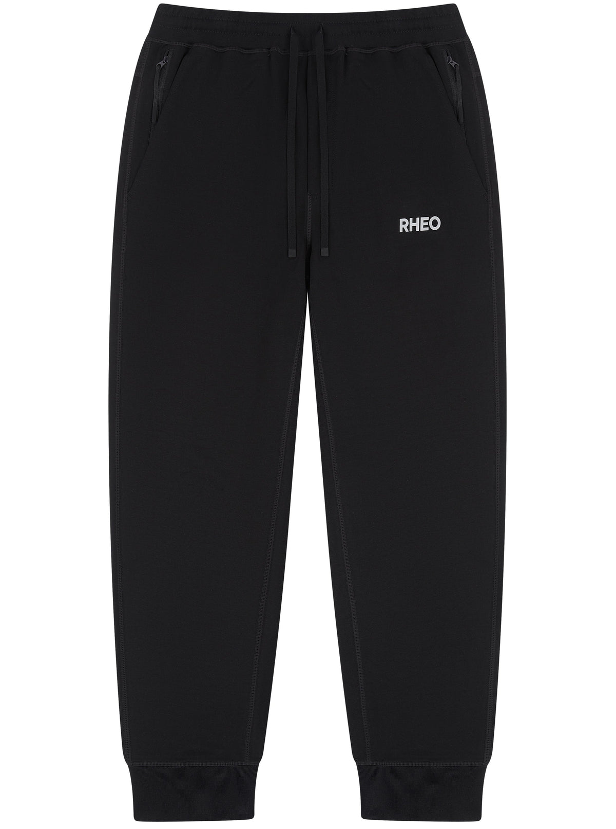 RHEO CryoCotton™ Joggers in black with tapered legs, elasticated cuffs and zip pockets.